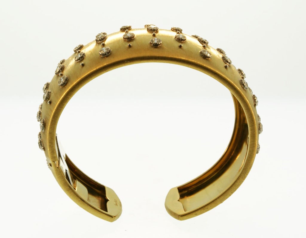 Women's BUCCELLATI  Diamond Gold Cuff Bracelet