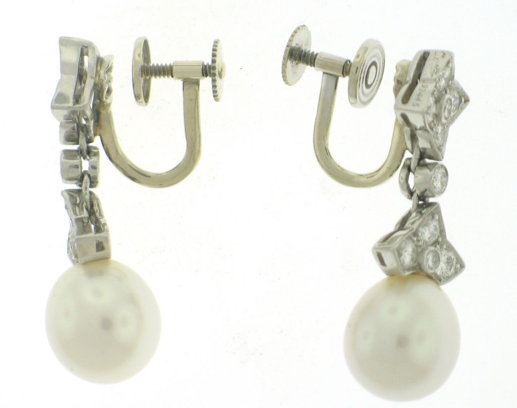 Cartier Pearl and Diamond Earrings