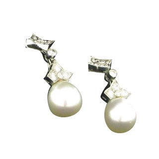 Cartier Pearl and Diamond Earrings