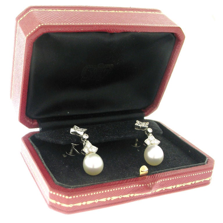 Cartier Pearl and Diamond Earrings 1