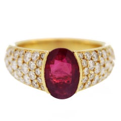 Vintage Burmese Ruby and Diamond Gold Ring
