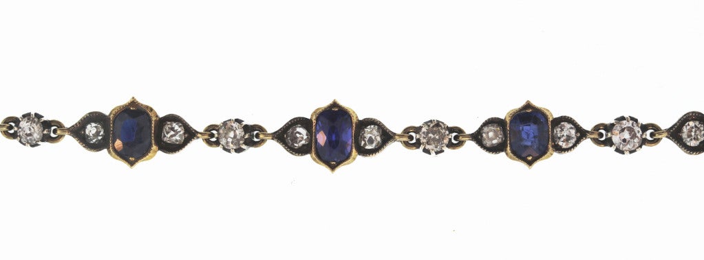 Victorian Sapphire and Diamond Pendant Necklace