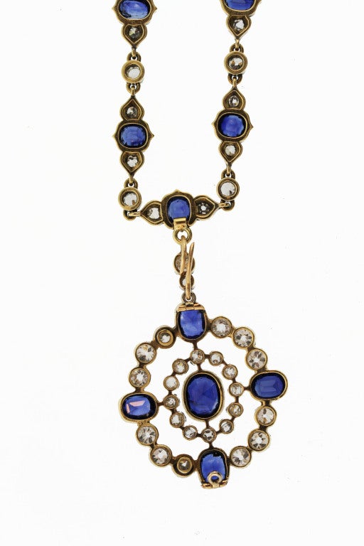 Sapphire and Diamond Pendant Necklace In Good Condition In Atlanta, GA