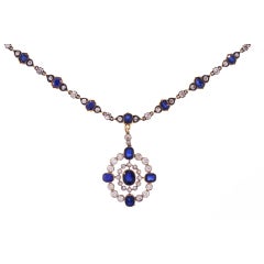 Sapphire and Diamond Pendant Necklace