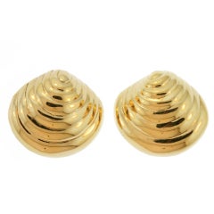Gold Shell Ear Clips by Patricia Von Muslin