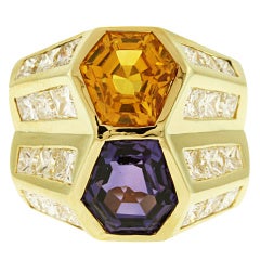 Colored Sapphire and Diamond Ring