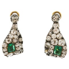 Rare Victorian Emerald and Diamond Earrings