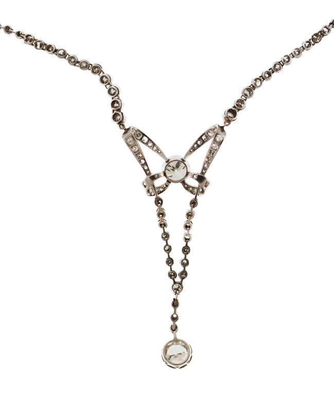 Edwardian Diamond and Platinum Pendant Necklace In Good Condition In Atlanta, GA