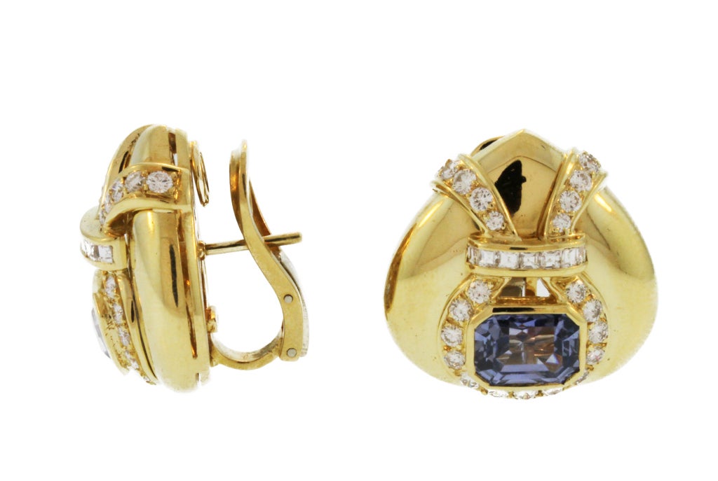 Bold Sapphire Diamond Ear Clips
