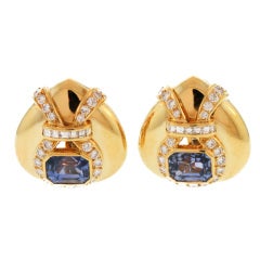 Bold Sapphire Diamond Ear Clips