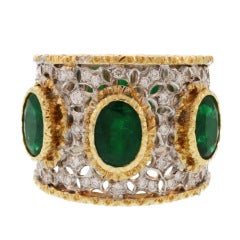 Buccellati Emerald and Diamond Ring