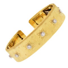 Vintage Buccellati Diamond and Gold Cuff Bracelet