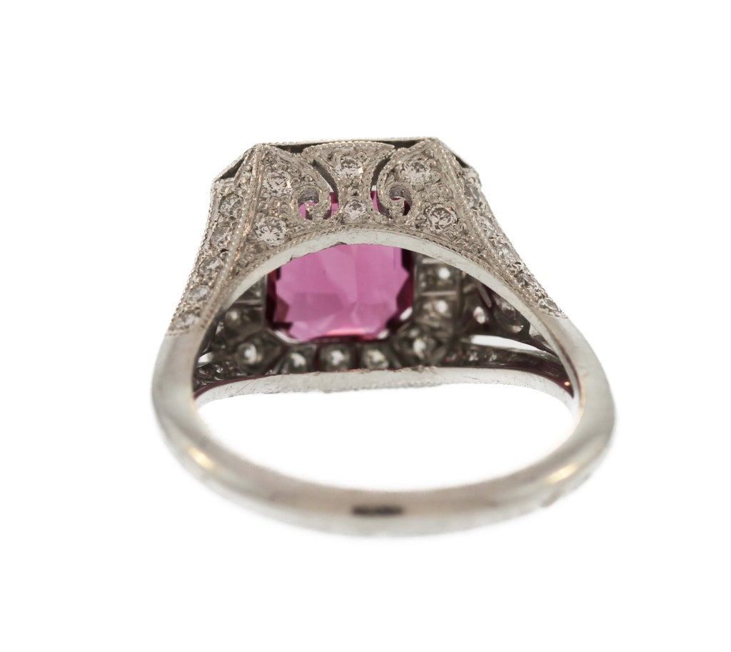 Women's Pink Sapphire and Diamond Platinum Ring