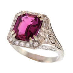 Pink Sapphire and Diamond Platinum Ring