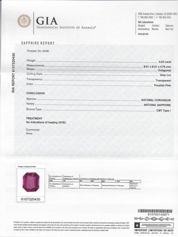 Pink Sapphire and Diamond Platinum Ring 3