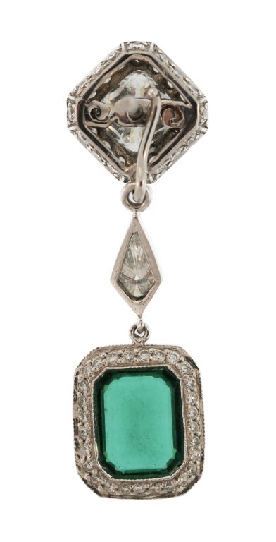 Women's Jewels By Star Emerald and Diamond Pendant-Earrings