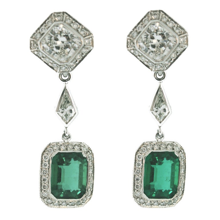 Jewels By Star Emerald and Diamond Pendant-Earrings