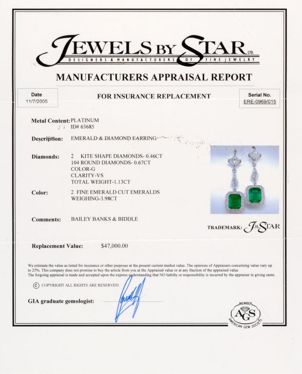 Jewels By Star Emerald and Diamond Pendant-Earrings 1