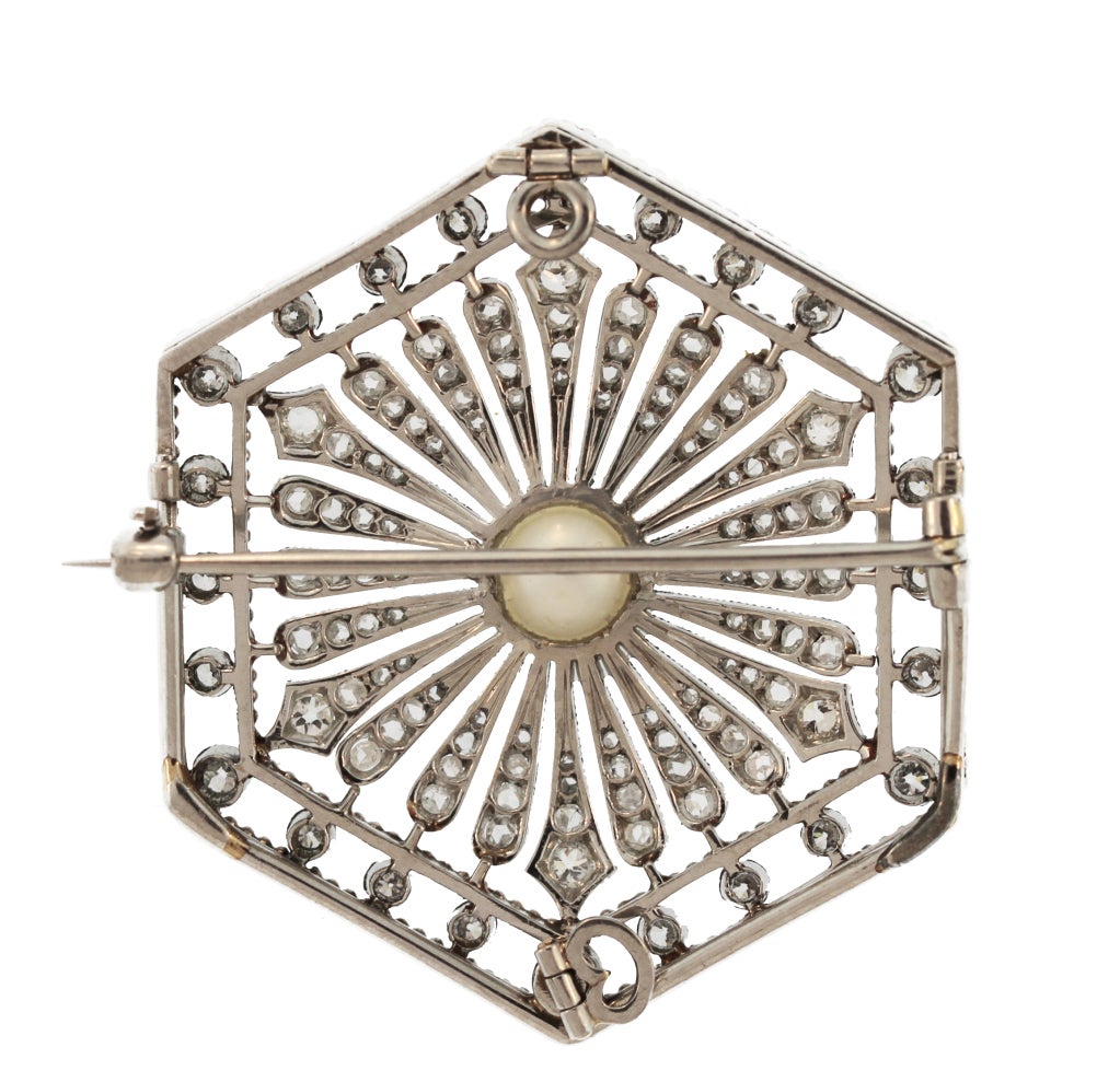 Women's Edwardian Pearl and Diamond Pin