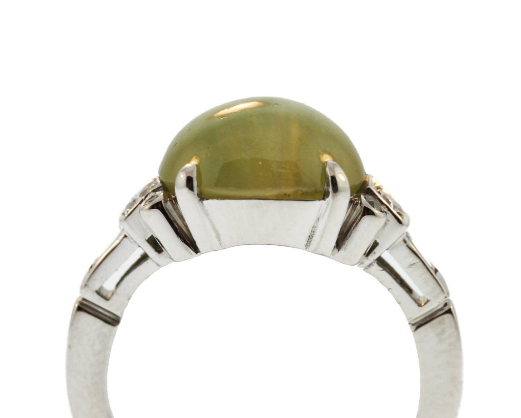 Women's Vintage Cat's Eye Chrysoberyl and Diamond Ring