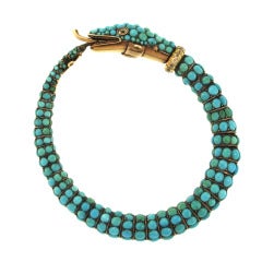 Turquoise and Diamond Snake Bracelet, Late 19th Century