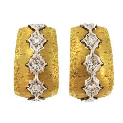 Buccellati  Gold and Diamond Earclips