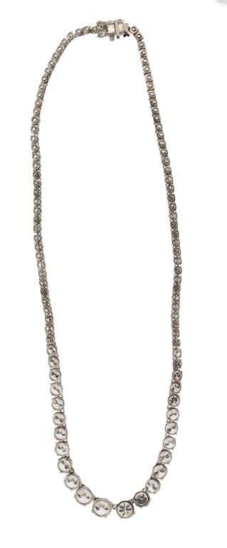 Diamond Platinum Riviere Necklace In Good Condition In Atlanta, GA