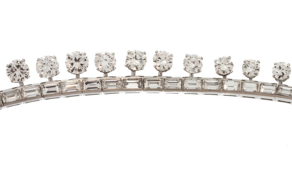 Platinum Diamond Riviere Necklace In Good Condition In Atlanta, GA