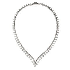 Vintage Platinum Diamond Riviere Necklace