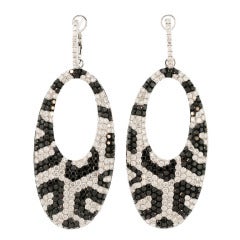 Black and White Diamond Pendant-Earrings