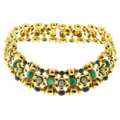 Vintage Chantecler Emerald, Sapphire and Diamond Choker Necklace