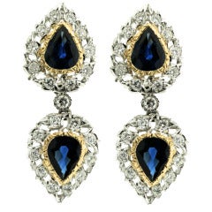 Vintage Buccellati Sapphire and Diamond Earclips