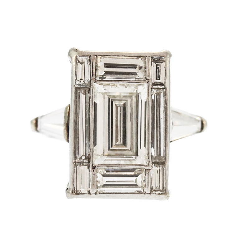 Art Deco Impressive Diamond Platinum Ring