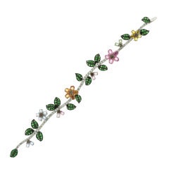 Multi-Colored Sapphire, Diamond and Colored Stone Floral Bracelet