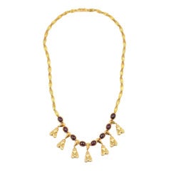Lalaounis Garnet Gold Fringe Necklace