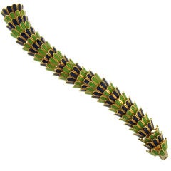 Blue and Green Enamel Flexible Bracelet