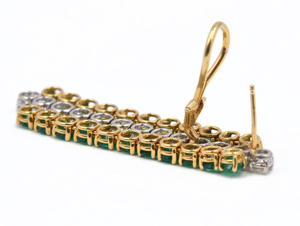 Women's Emerald Diamond Gold Fringe Earclips