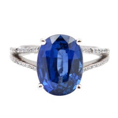 Vivid Blue Ceylon Sapphire Diamond Platinum Ring