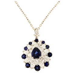 Oscar Heyman Sapphire Diamond Pendant Necklace