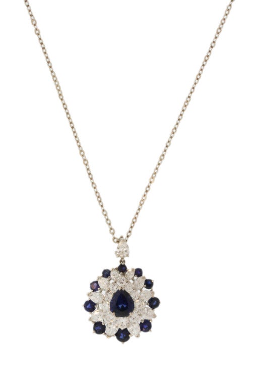 Oscar Heyman Sapphire Diamond Pendant Necklace 2