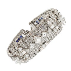 Art Deco Sapphire Diamond Platinum Bracelet