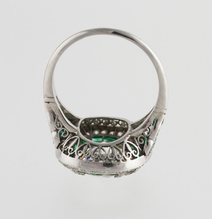 Art Deco Diamond and Emerald Ring 1