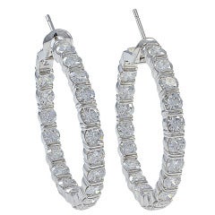 Harry Winston Diamond and Platinum Hoop Earrings