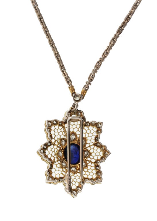 Buccellati Sapphire and Diamond Pendant-Necklace In Good Condition In Atlanta, GA