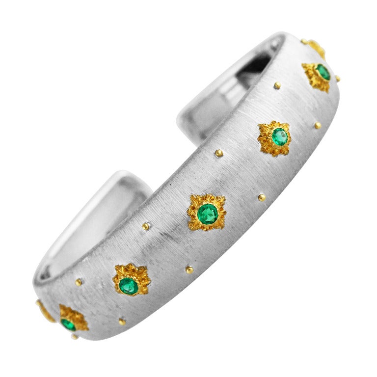 Buccellati Emerald and Gold 'Macri' Cuff Bracelet