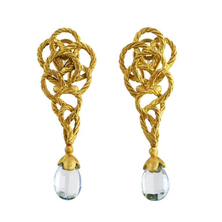 Buccellati Aquamarine 'Crepe de Chine' Pendant-Earclips