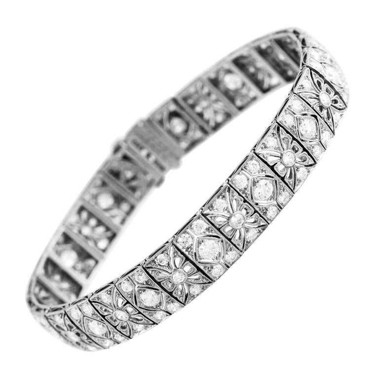 Art Deco J.E. Caldwell & Co. Diamond and Platinum Bracelet For Sale