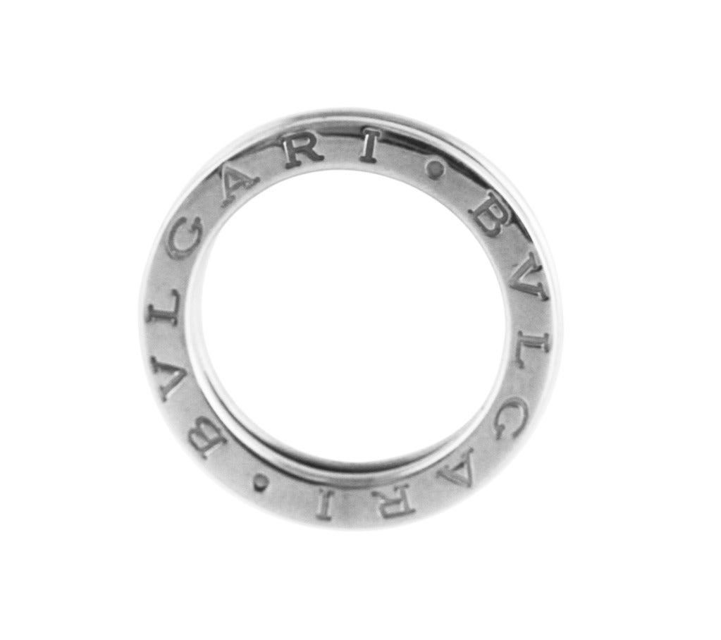 18 karat white gold and diamond 'B.Zero1' ring by Bulgari, set throughout with 30 round diamonds weighing approximately 0.50 carat, gross weight 6.2 grams, size 5, width of band 3/16 inch, signed Bulgari, Made in Italy, numbered 50, with Italian