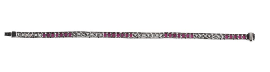 Women's Ruby, Diamond and Platinum Straightline Bracelet