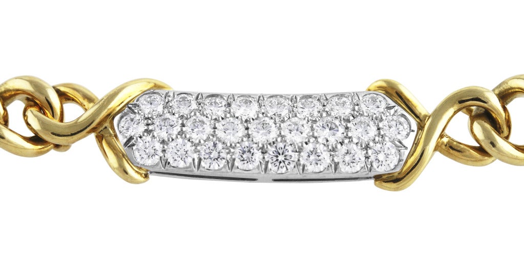 Tiffany & Co. Diamond, Platinum and Gold Necklace In Excellent Condition In Atlanta, GA